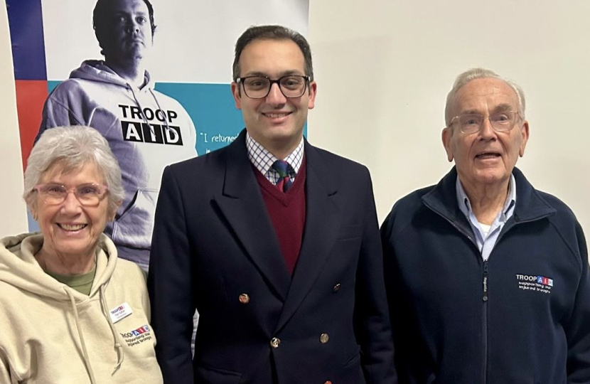 Dr Neil Shastri-Hurst MP with Pam and Albert Sutton of Troop Aid at the Birmingham International Tattoo