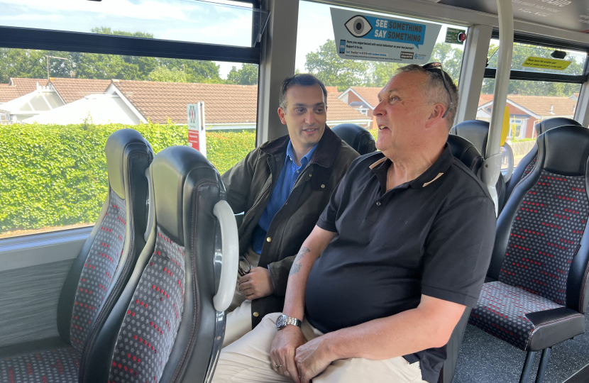 Neil with Cllr Keith Green on the bus