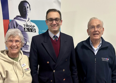 Dr Neil Shastri-Hurst MP with Pam and Albert Sutton of Troop Aid at the Birmingham International Tattoo